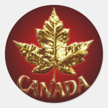Canada Souvenir Stickers Gold Maple Leaf Stickers