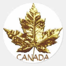 Canada Souvenir Stickers Gold Maple Leaf Stickers