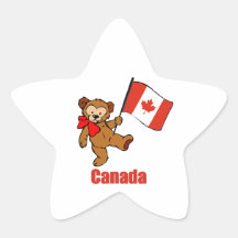 Canada Teddy Bear Star Stickers