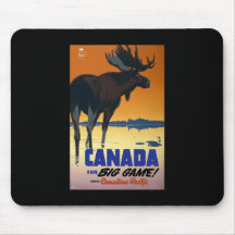 Canada Vintage Travel Poster on Cards, Postcards Mouse Pad