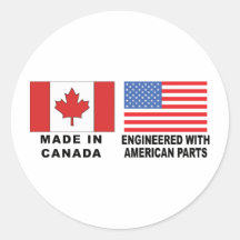 Canadian American Round Stickers