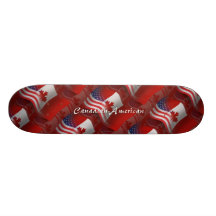 Canadian-American Waving Flag Skateboard