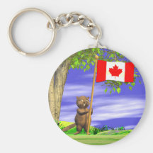 Canadian Beaver and Flag Keychains