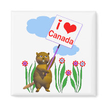 Canadian Beaver Loves Canada Refrigerator Magnets