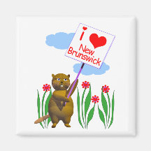 Canadian Beaver Loves New Brunswick Refrigerator Magnets