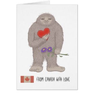 Canadian Bigfoot Sasquatch Valentine's day Card