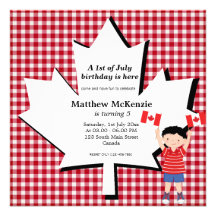 Canadian birthday boy custom announcements