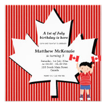 Canadian birthday boy custom invitation
