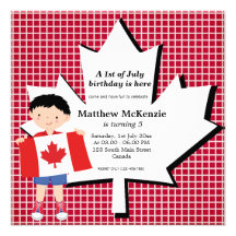 Canadian birthday boy custom invites