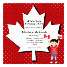Canadian birthday boy personalized announcements