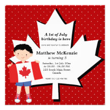 Canadian birthday boy personalized invites