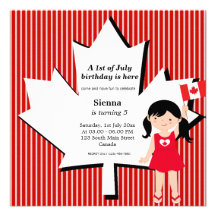 Canadian birthday girl custom announcement