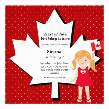 Canadian birthday girl custom invitation