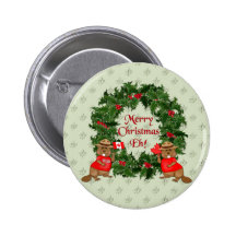 Canadian Christmas Pinback Buttons