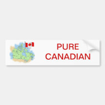 Canadian Flag and Map Bumper Sticker