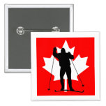 Canadian flag crosscountry skier buttons