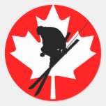Canadian flag downhill skiing sticker