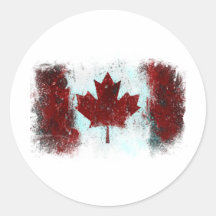 Canadian Flag Graffiti Round Stickers