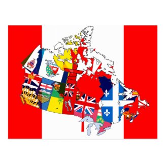 Canadian Flag Map Post Card