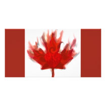 canadian flag with heart photo card