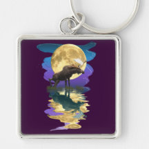 Canadian Moose & Moon Wildlife Animal Key Chains
