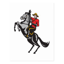 Canadian Mounted Police Mountie Riding Horse Post Card