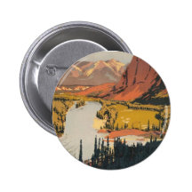 Canadian Rockies Travel Poster Round Button