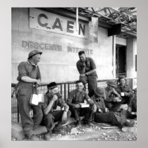 Canadian Soldiers in Caen France World War II Poster