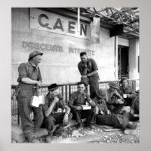 Canadian Soldiers in Caen France World War II Poster