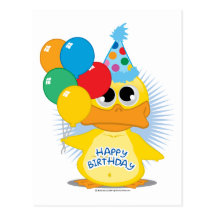 Canard de joyeux anniversaire carte postale