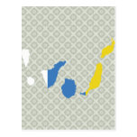 Canary Islands Flag Map full size Post Cards