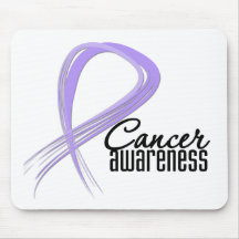 Cancer Awareness Grunge Lavender Ribbon Mouse Pad