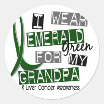 Cancer de foie je porte l'émeraude pour mon grand- autocollants