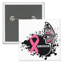 Cancer du sein abstrait de papillon de survivant pin's