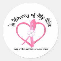 Cancer du sein dans la mémoire de ma nièce autocollants