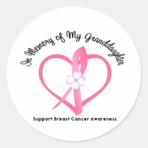Cancer du sein dans la mémoire de ma petite-fille autocollant rond