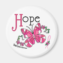 Cancer du sein du papillon 1 en verre souillé magnets pour réfrigérateur