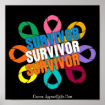 Cancer Flower Awareness Ribbon - Cancer Survivor Poster
