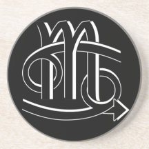 Cancer & Scorpio Partners bw Beverage Coaster