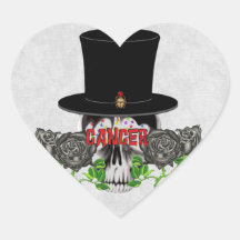 Cancer Skull Heart Sticker