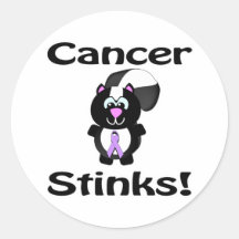 Cancer Stinks Skunk Awareness Design Round Stickers
