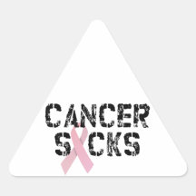Cancer Sucks - Breast Cancer Ribbon Triangle Stickers