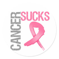 Cancer Sucks - Breast Cancer Round Stickers