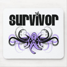 Cancer Survivor Grunge Winged Emblem Mousepads