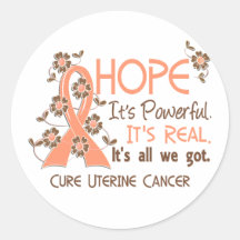 Cancer utérin de ruban de fleur d'espoir autocollants