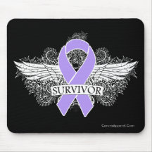 Cancer Winged SURVIVOR Ribbon Mouse Pads