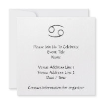 Cancer. Zodiac Astrology Sign. Black. Custom Invite