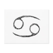 Cancer. Zodiac Astrology Sign. Black. Postcard