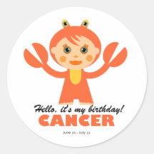 Cancer Zodiac for kids Round Sticker