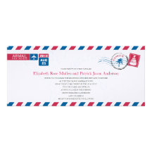 Cancun Mexico Airmail Wedding Invitation